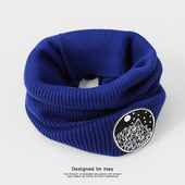 2025新款 保暖羊绒围巾男女 小众潮牌克莱因蓝色脖套护颈围脖男冬季