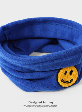 小众克莱因蓝围巾男生冬季保暖百搭宝蓝色脖套护颈小围脖女ins潮