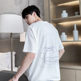 夏季新款潮百搭印花短袖T恤可爱宽松体恤上衣A328-21300-P55K75，男装T恤，星座406