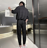 夏季轻熟风条纹短袖半袖衬衫男+休闲裤套装A328-21308--P115控155，男装休闲套装，星座406