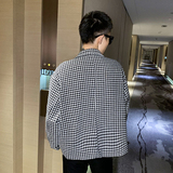 秋季新款社会小伙宽松黑白小格子外套男夹克A328-21712-P95控135，男装夹克，星座406