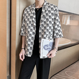 宽版夏季新款字母印花短袖无头风休闲西服A328-21120-P95K125，男装西服，星座406