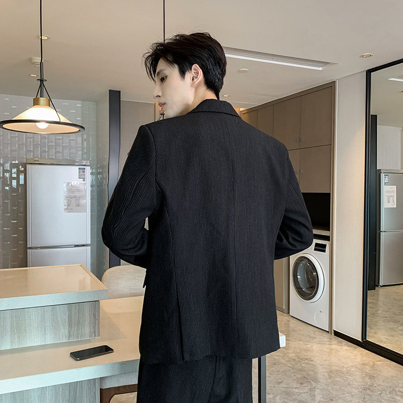 2024新款竖条纹韩版百搭西服套装男西装西裤a328-21601-P165控225,男装西服套装,星座406