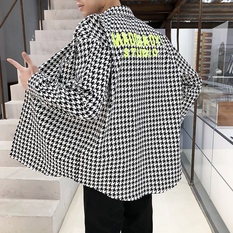 春季新款港风长款学生外套长袖衬衫宽松风衣A328-21013-P85控109，男装衬衫，星座406