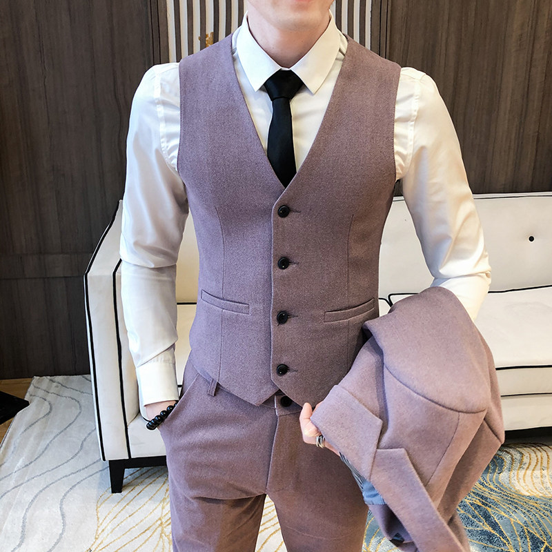 20年春季新款商务休闲婚礼礼服马甲西服西裤三件套A328-1979-P215，男装西服套装，星座406