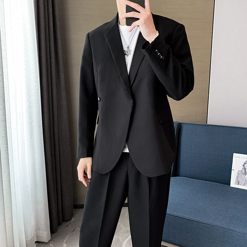 2024新款秋季韩版休闲长袖西服西裤西装套装A328-21706-P165控225,男装西服套装,星座406