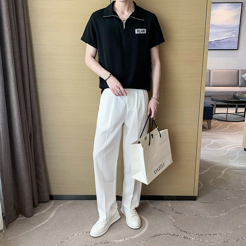 夏季新款短袖套头无头风衬衫上衣A328-21303-P50K75，男装衬衫，星座406