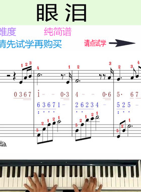 眼泪tears钢琴曲视频教程教学名曲成人自学简谱五线谱C调一加一
