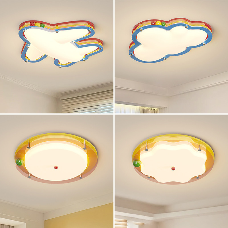 男孩卧室飞机灯网红爆款卡通公主房云朵灯女孩房间吸顶灯护眼灯具