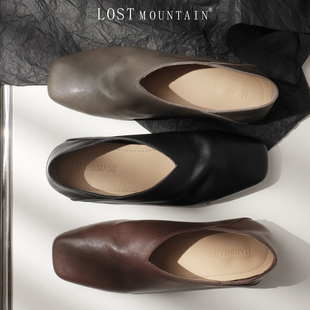 孤山定制英伦风小皮鞋方头粗跟乐福鞋女2025新款软皮两穿大码单鞋