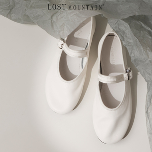 孤山定制一字扣软皮奶奶鞋法式浅口单鞋女2025春新款玛丽珍平底鞋