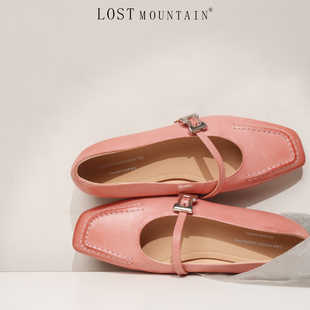 孤山手工定制浅口粗跟单鞋一字带玛丽珍女鞋2025新款通勤大码皮鞋