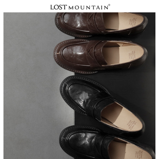 孤山定制英伦风圆头粗跟单鞋一脚蹬乐福鞋女2024新款高跟JK小皮鞋