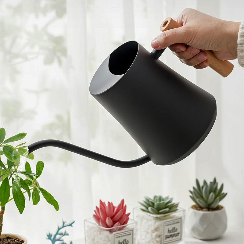 木柄长嘴不锈钢加厚瘦腰浇花水壶