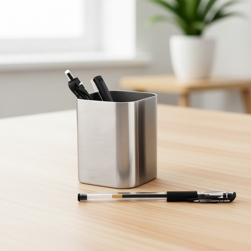 304不锈钢笔筒金属笔桶方形圆角化妆刷筒扩香器1.2MM加厚收纳盒,文具电教/文化用品/商务用品,笔筒,淘宝优惠券,粉丝福利购,淘宝优惠卷
