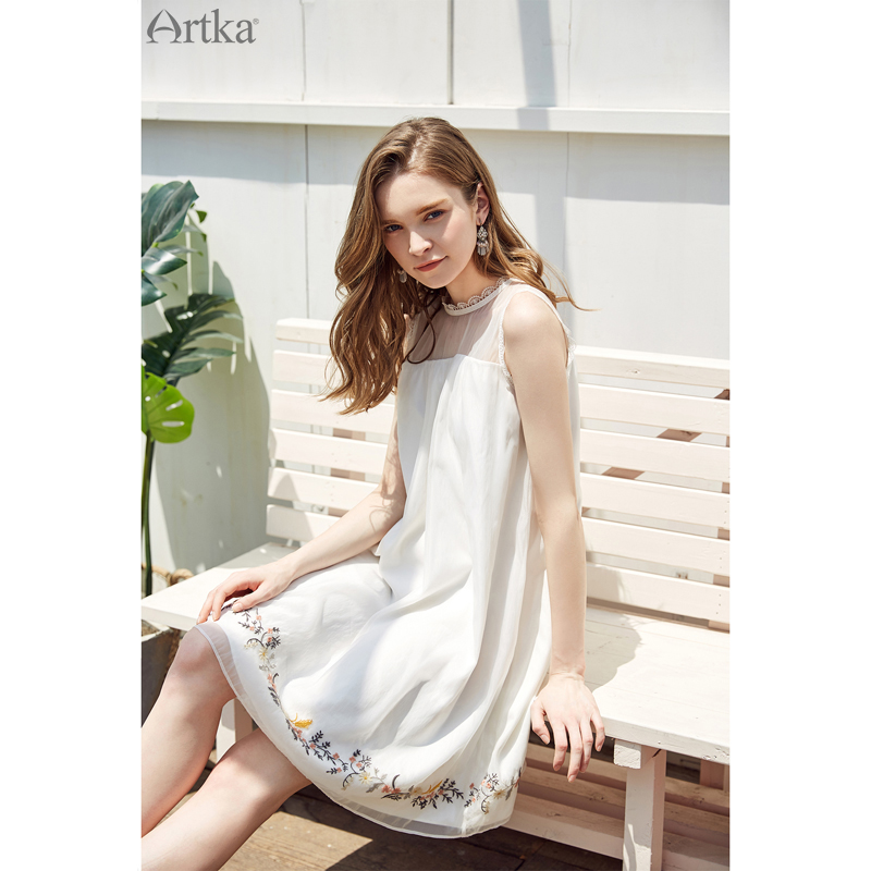 Artka°¢¿¨2018ÏÄÐÂÆ·»¨±ßÏàÆ´´ÌÐåË«²ãϰÚÏÉÆøÁ¬ÒÂȹŮLA10786X