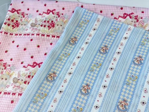 一米价60支天丝拼布兔格子兔洛丽塔裙子睡衣被套肠圈包包布料