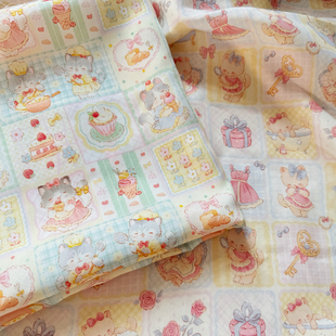 一米价40支100纯天丝紧密赛络纺拼布猫咪洛丽塔挂脖夏季 布料