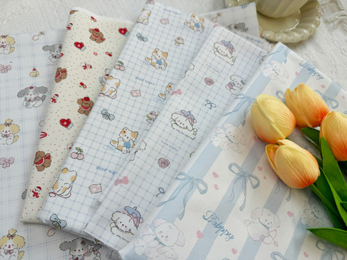 设计师款全棉8安帆布高密卡通狗狗西高地包包外套桌布手工数码