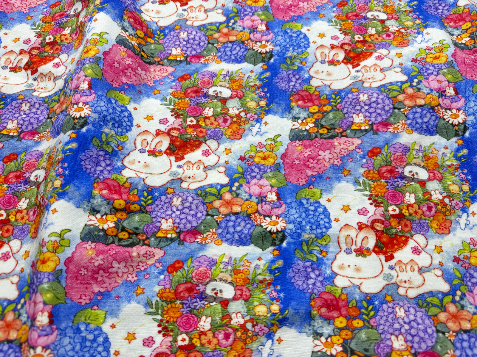 一米特价天丝麻加厚微弹汤丸酱插画系列肠圈包包衬衣外套数码布料