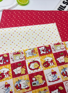 版权花色全棉8安帆布和府绸线条小狗星星包包桌布背带裤外套