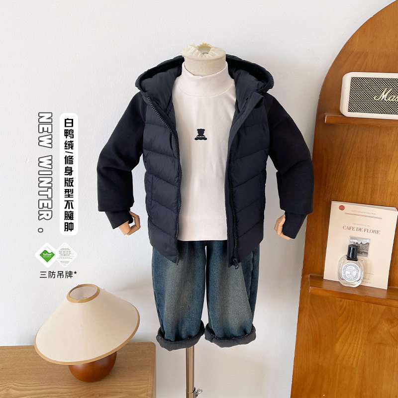 2025冬季新款童装儿童韩版三防修身羽绒服男女童轻薄款