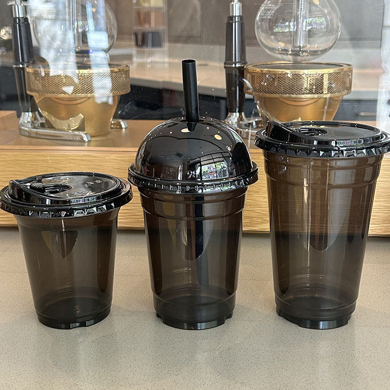 一次性黑色pet杯咖啡冷饮杯