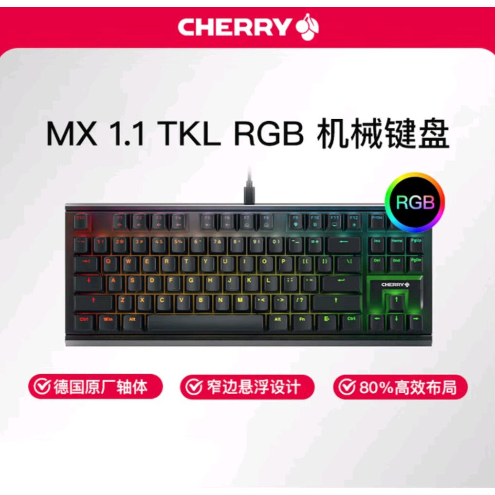 Cherry 樱桃MX1.1有线机械键盘黑曜雪原极光RGB电竞游戏87键红轴