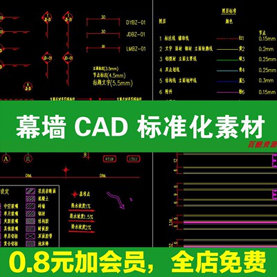 幕墙施工 CAD 标准化素材 隐框明框节点 详图大样 施工图通用模板