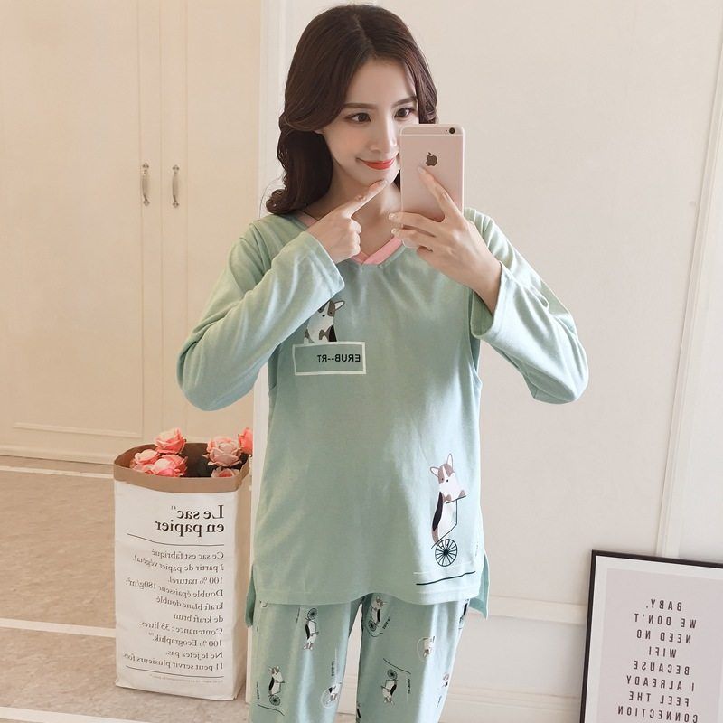 纯棉套装月子服产后大码哺乳睡衣