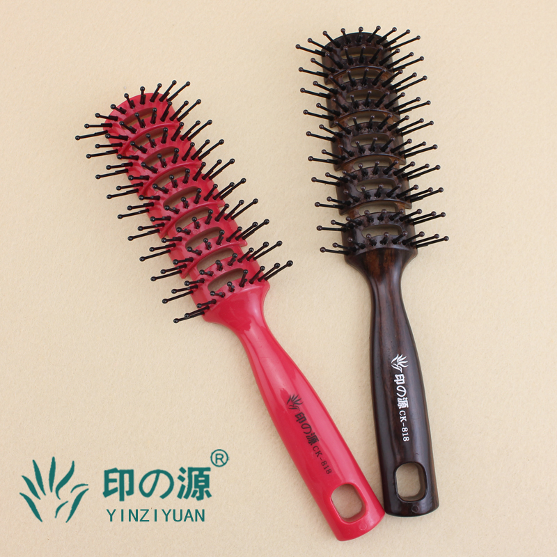 专业印之源排骨梳九排梳吹油头卷发耐高温防静电抗菌木纹造型梳子