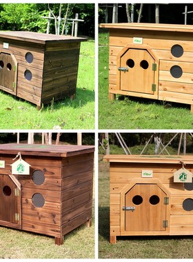 FIBER范博碳化实木户外室内平顶木狗窝狗屋猫窝狗笼宠物窝狗房