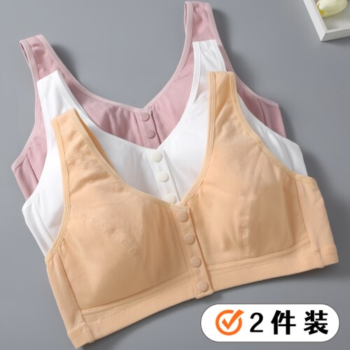 纯棉薄款透气无钢圈中老年文胸