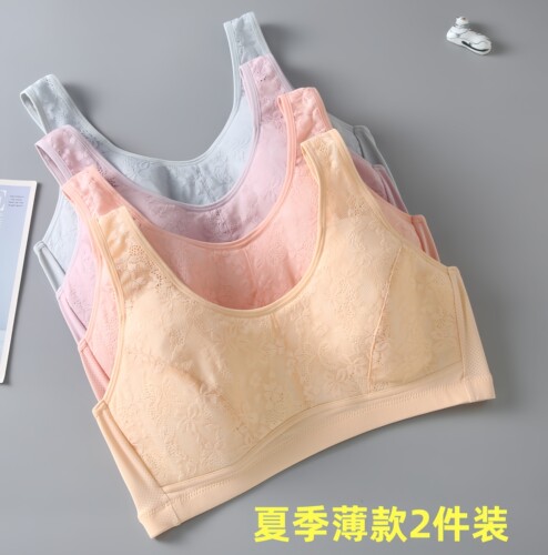 夏季薄款无钢圈无海绵中老年妇女文胸妈妈胸罩背心式透气纯棉内衣