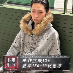 POH HEART HOODIE 爱心波点 猎装毛领 音符涂鸦 400G加绒连帽卫衣