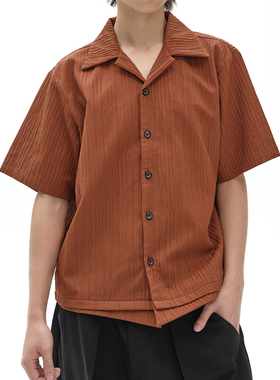 SADSOUP SHIRT 肌理感纹理 箱型剪裁 简约高级 刀型褶短袖衬衫