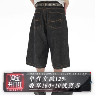 POH RAW DENIMS 音符袋绣 夏日通勤 复古百搭  明线原牛 七分短裤