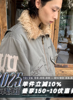 POH WESTERN PUFFER 西部机车 猎装毛领 毛呢绣 重磅洗水棉服外套