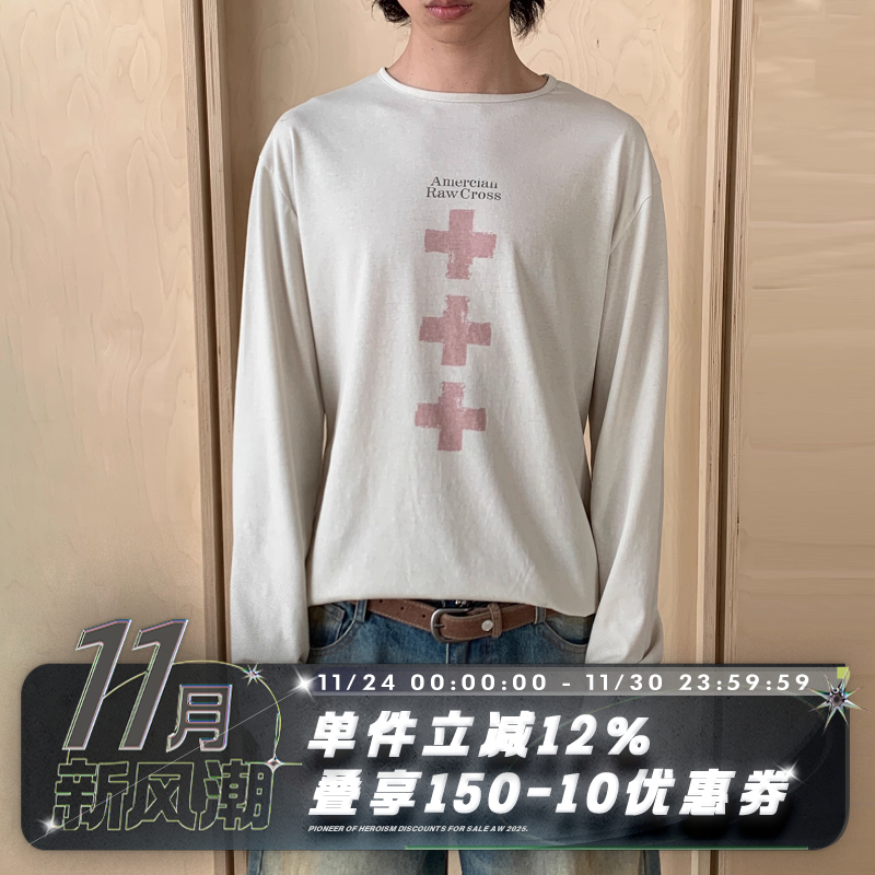 POH RAWCROSS LONG SLEEVE 做旧米色 合身版型 凉感防晒 十字长袖