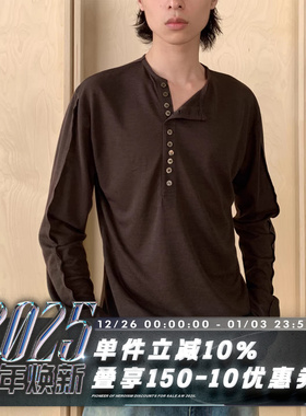 POH BUTTONS LONG SLEEVE 贝壳感纽扣 cleanfit先锋打底 斜扣长袖