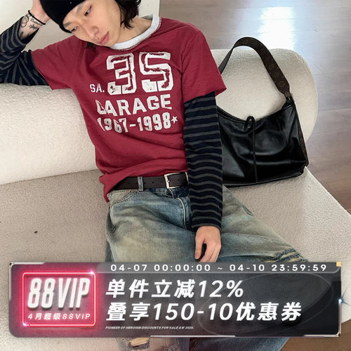 SADSOUPNERD风格条纹假两件长袖