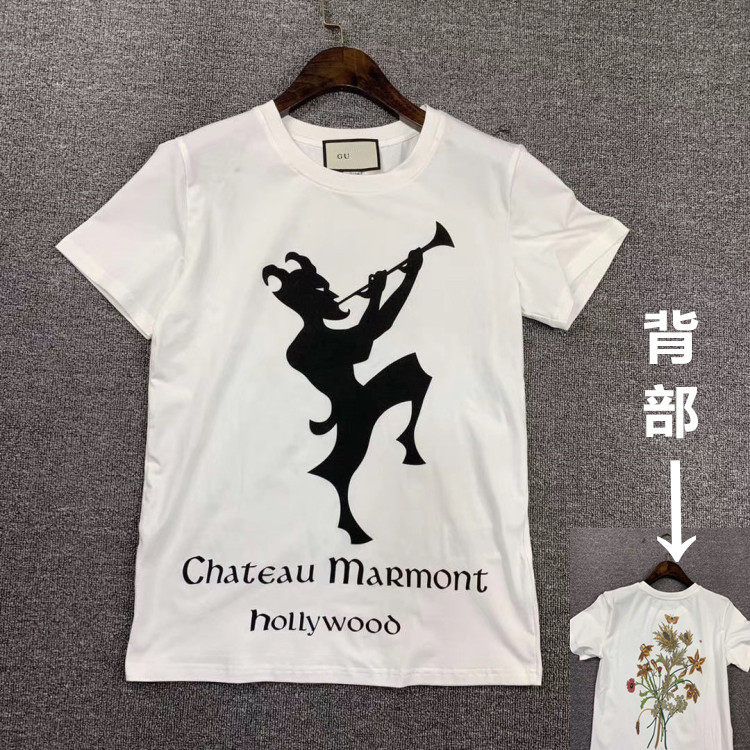 G家 网红金美辛同款 锦田JINTIAN白色印花小恶魔圆领短袖T恤上衣