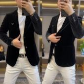 新款 男士 金丝绒西服欧货商务男装 649秋季 上衣外套高品质西装 外搭
