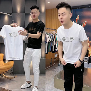 夏季 打底衫 欧货潮流时尚 T恤男圆领休闲半袖 虎头印花短袖 8818男士
