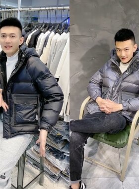 大口袋潮流休闲连帽短款加厚保暖