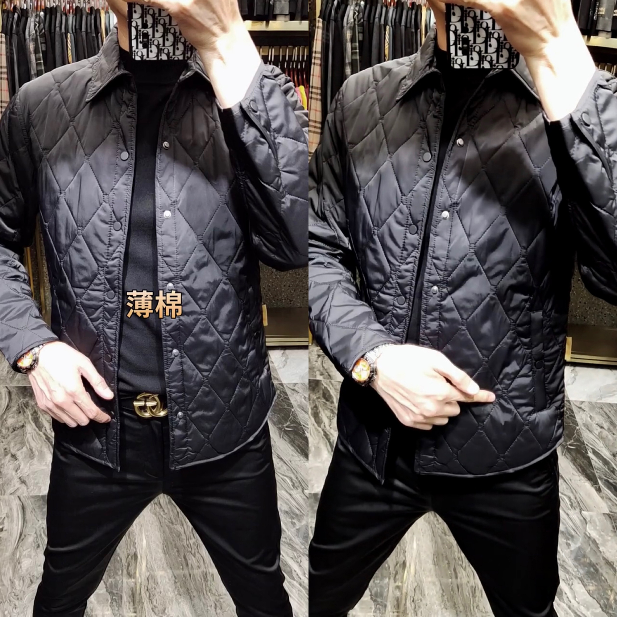 棉袄子2025爆款翻领春秋薄棉服男款黑色商务休闲春季棉衣外套男装