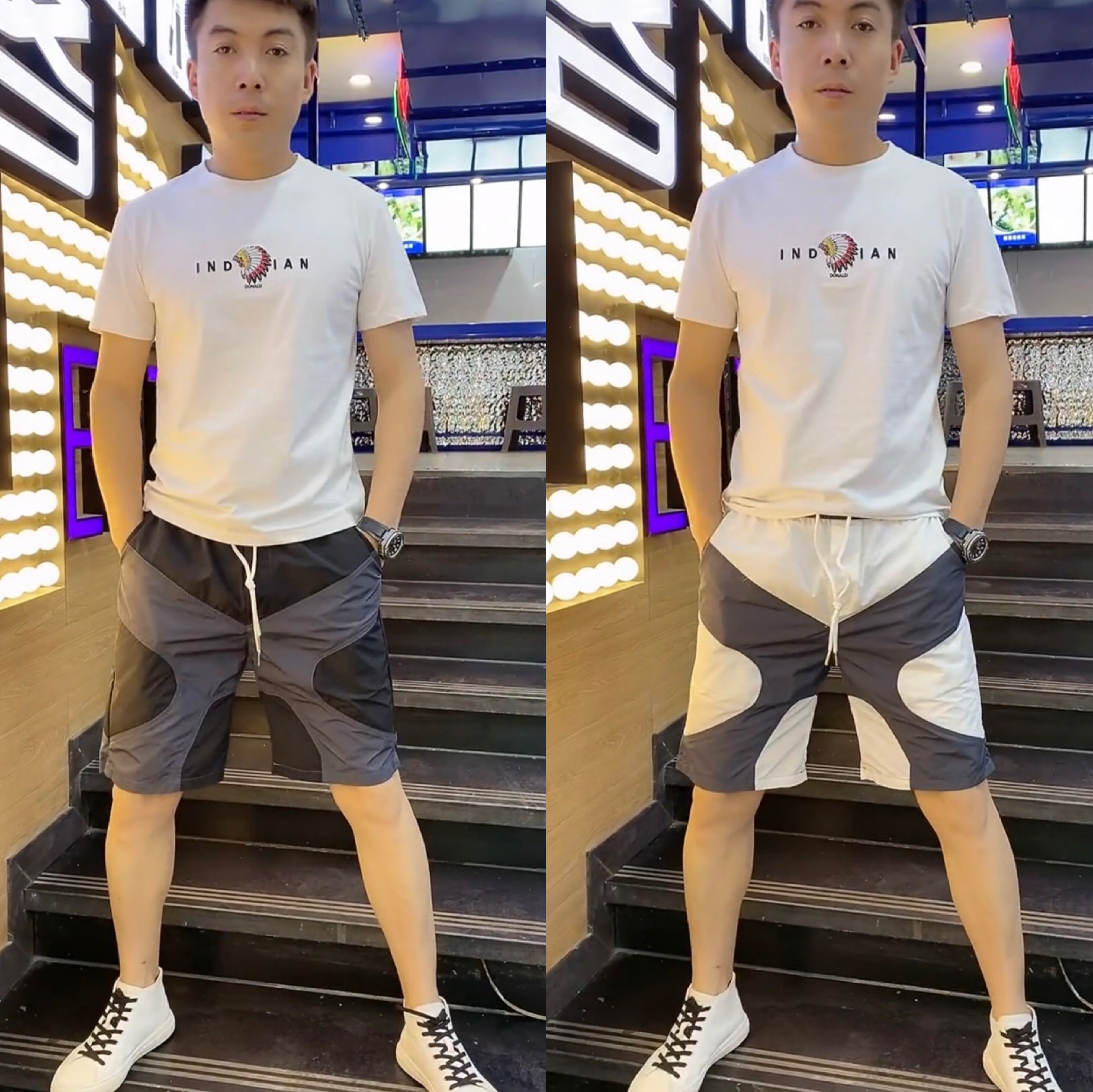 拼色时尚百搭速干冰丝休闲短裤