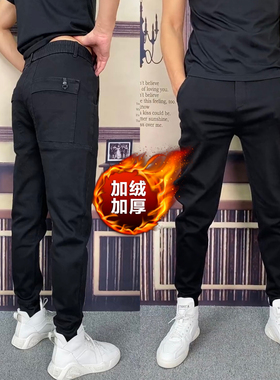 682春季男士纯色黑色修身弹力小脚裤水洗休闲牛仔裤男百搭男裤子