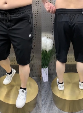 2245夏黑色男士弹力简单五分裤男5分冰丝运动短裤休闲夏季宽松潮