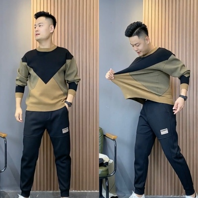 男士拼接冬季打底宽松长袖毛衣男秋冬羊毛衫针织衫2025打底衫男款